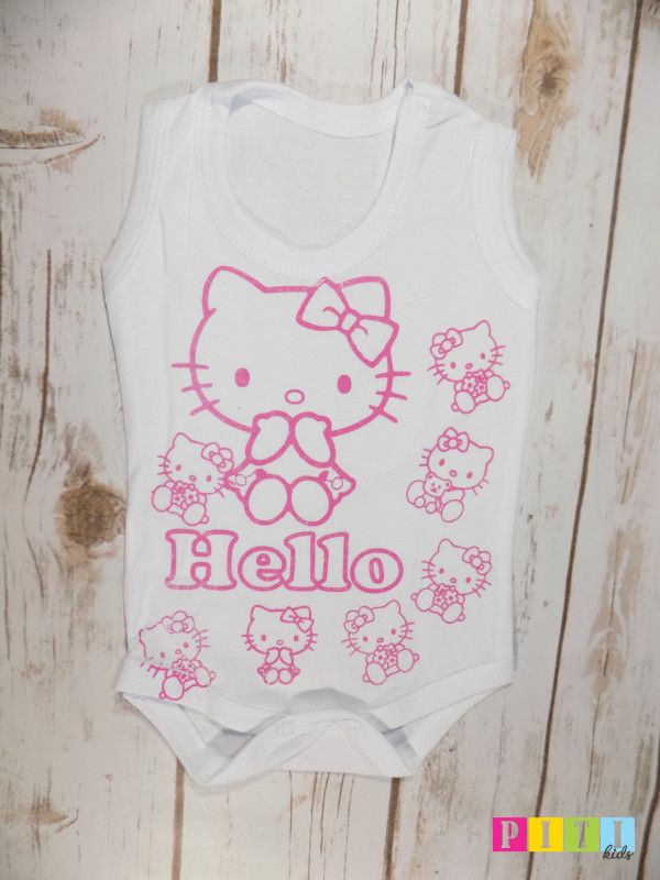 Body maiou alb " Hello Kitty " 