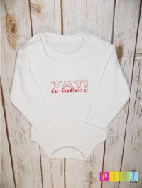 Haine bebelusi-Body maneca lunga alb " Tati te iubesc" 