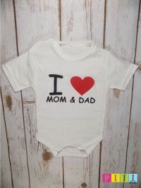 Body tricou alb "I love mom&dad " 
