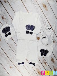 Haine bebelusi-Costumas 5 piese alb "Coronita"